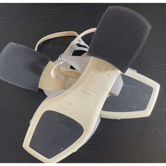 New $499 Ron White Beverly Silver Glitter Special Occasion Sandal Shoes 41 US 10 - Picture 7 of 7